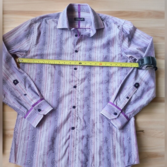 Franco Negretti Paisley Striped Button Down Dress Shirt - Picture 10 of 11